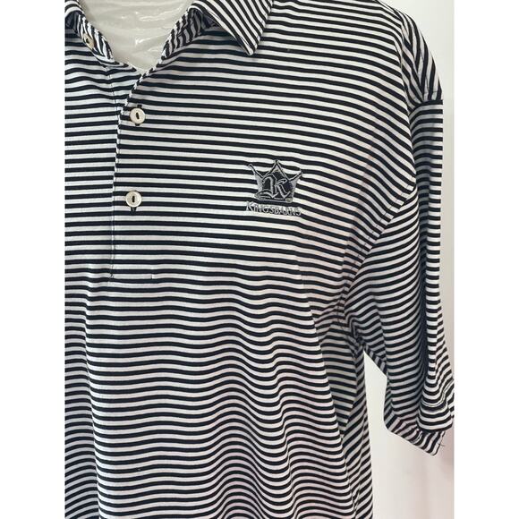 Peter Millar navy and white striped polo shirt sz XL golf resort wear athletic - Picture 3 of 4